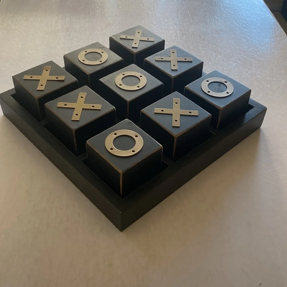 TIC TAC TOE Big Wooden Game Set 9.75” x 9.75” x 2.5”